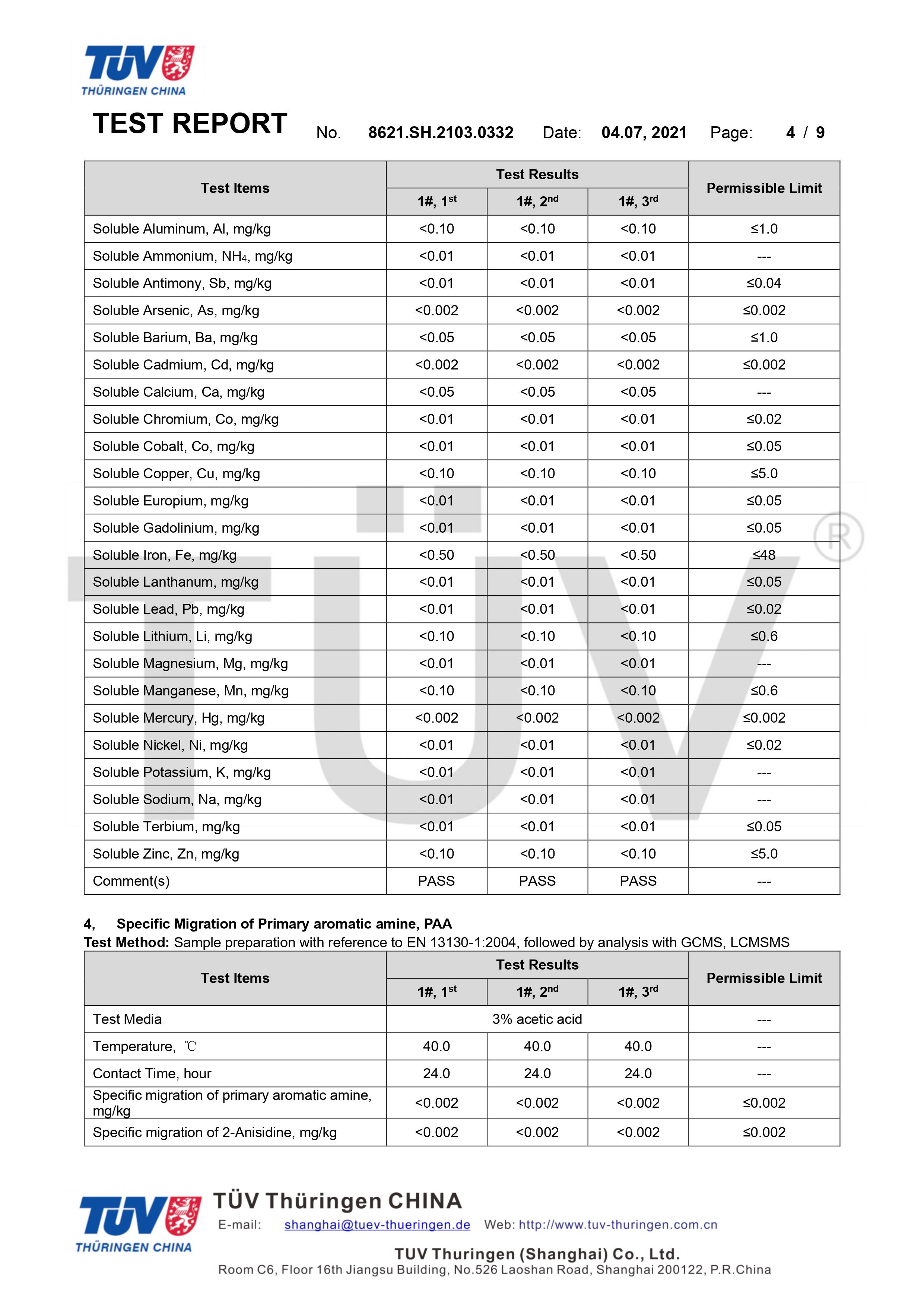 德国莱茵TUV环保袋食品接触检测(图4)