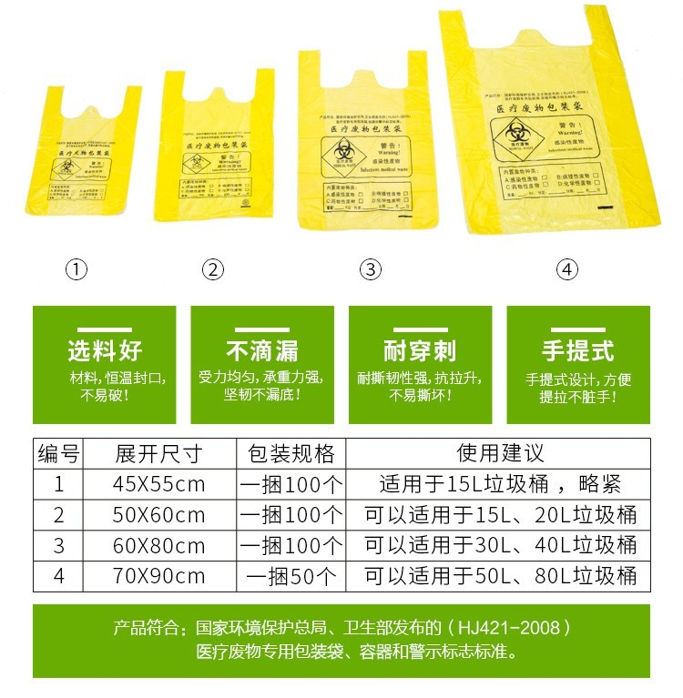 可降解黄色标识医疗专用废弃物垃圾袋执行标准